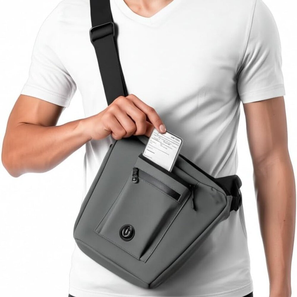 Olive Anti-Theft Crossbody Sling Bag - Durable Cordura, Water-Resistant Zippers